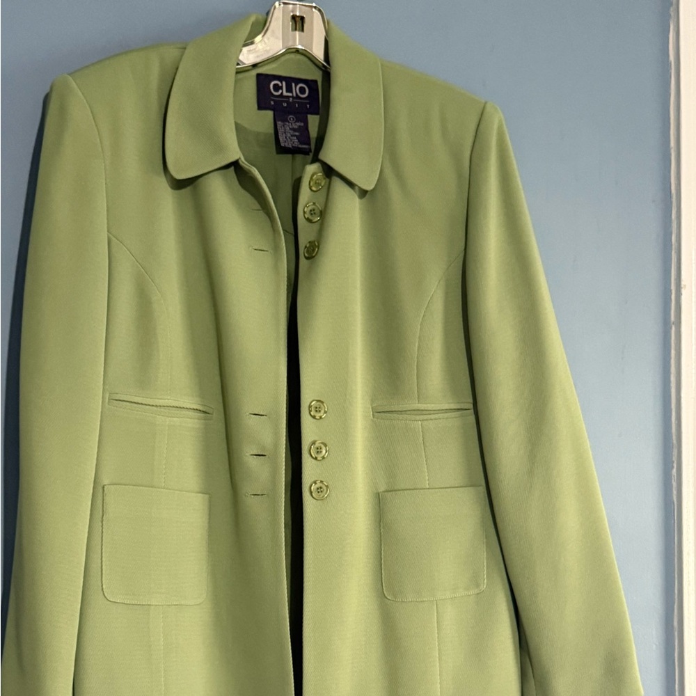 Clio Women's Green Blazer Vintage Size 8 Long Sleeve